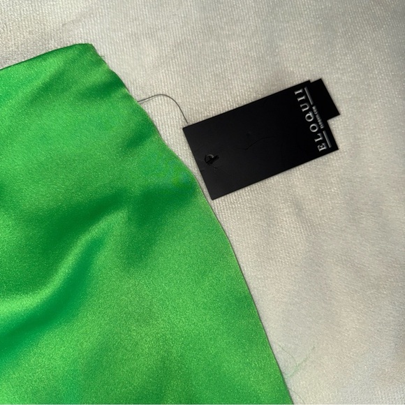 Eloquii Green satin Fringe Mini Skirt 14 new - Picture 5 of 7
